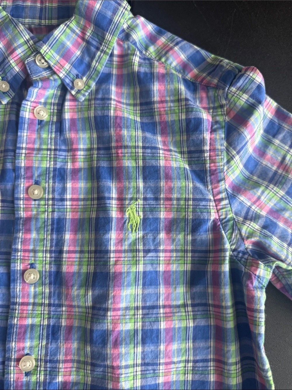 Ralph Lauren Blue Pink Green Plaid Button-Down Shirt
